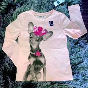 🌼GAPKIDS Pink Glitter Rose Doggie Shirt NWT